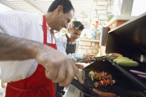 Father and Son Cooking Barbecue