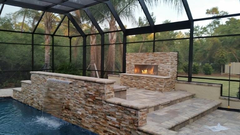 Advantage Homes Galaxy Fireplace and screen enclosure Jacksonville