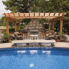pergola for pool and outdoor fireplace in ormond beach and jacksonville