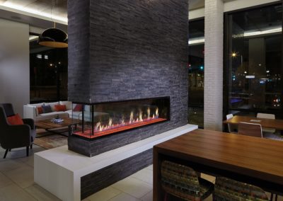dark stone davinci hotel fireplace