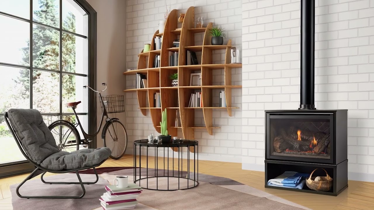 Supreme Freestanding Gas Fireplace   Video